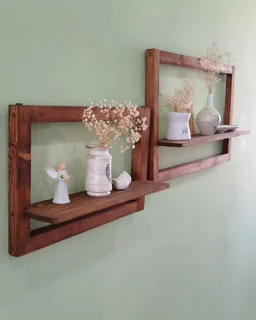 شلف دیواری چوبی با طراحی مدرن