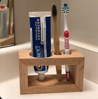 جای مسواک و خمیردندان چوبی با طراحی شیک