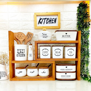 استند چوبی پازلی متحرک آشپزخانه مسترکلاغ – نظم‌دهنده دوقطعه با فضای قابل تنظیم