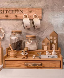 استند چوبی دو پله کشودار _ مسترکلاغ