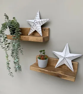 شلف دیواری چوبی مدرن دکوراتیو برای گلدان و وسایل تزئینی