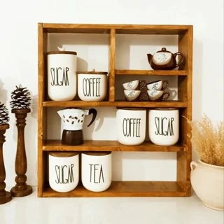 شلف چوبی رومیزی ماگ و کاپ قهوه آشپزخانه _ مسترکلاغ
