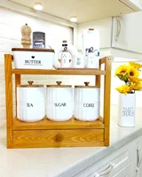 استند پاسماری دوطبقه چوبی نظم دهنده آشپزخانه _ مسترکلاغ