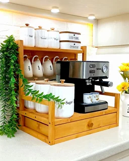 کافی بار چوبی کشودار مدرن - مسترکلاغ