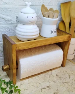 جای رول چوبی دستمال کاغذی آشپزخانه مدرن با طراحی کاربردی