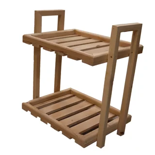 قفسه چوبی دو طبقه دست‌ساز - مناسب برای دکوراسیون و نظم‌دهی منزل