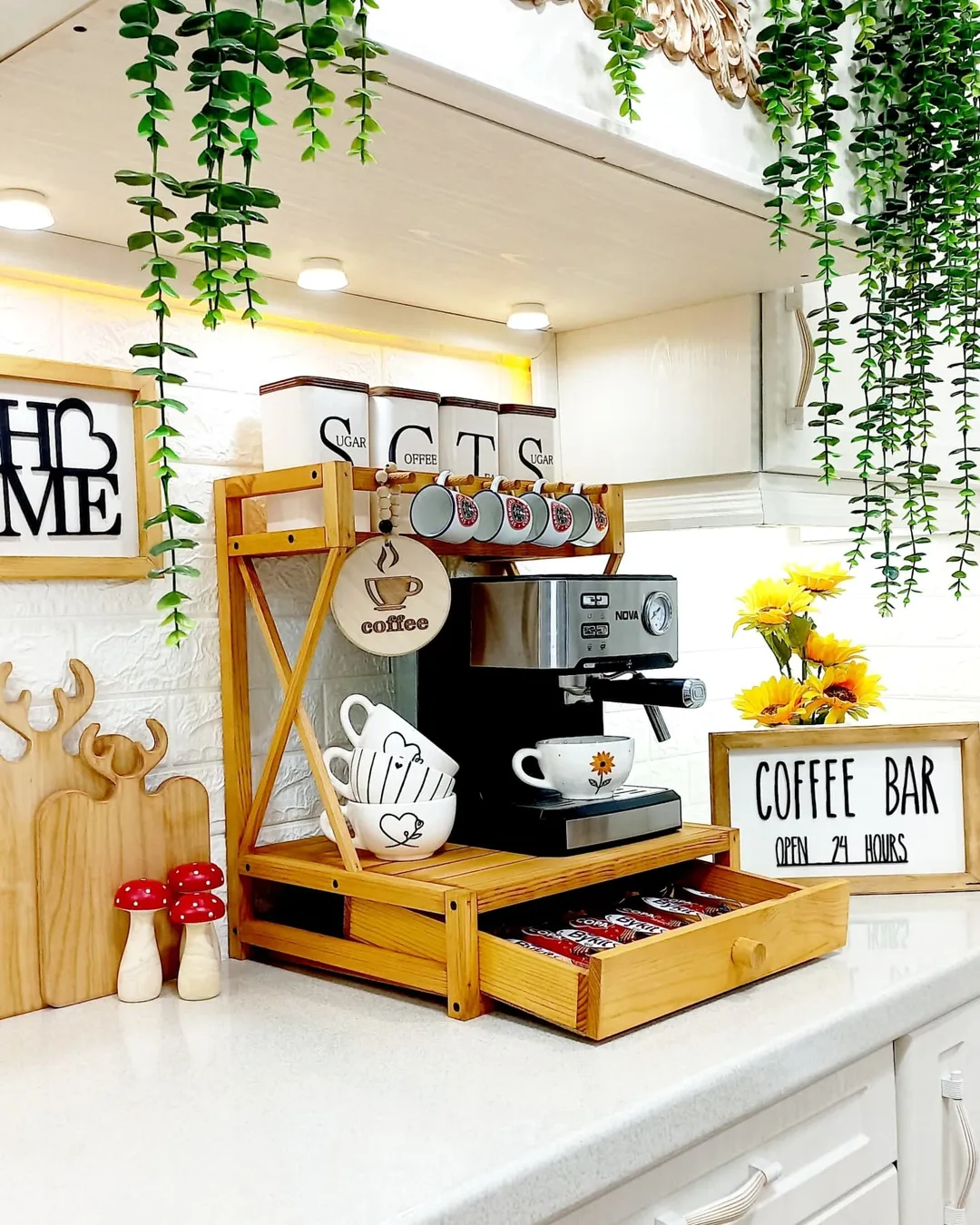 استند کافه بار چوبی کشودار ضربدری _ مسترکلاغ