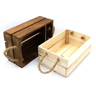 "باکس چوبی دست‌ساز با دسته طنابی | جعبه چوبی دکوراتیو و کاربردی"