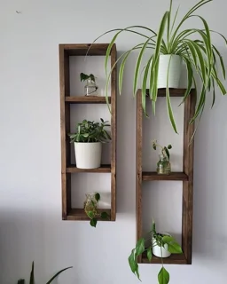 "شلف چوبی دیواری مدرن | یک عددی شلف چوبی دو طبقه"